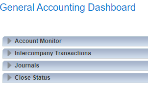 panes - Oracle Fusion General Accounting Dashboard